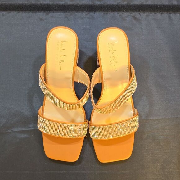 BRAND NEW NICOLE MILLER NEW YORK RHINESTONE EMBELLISHMENTS OPEN-TOE SANDAL G1 - Picture 1 of 16